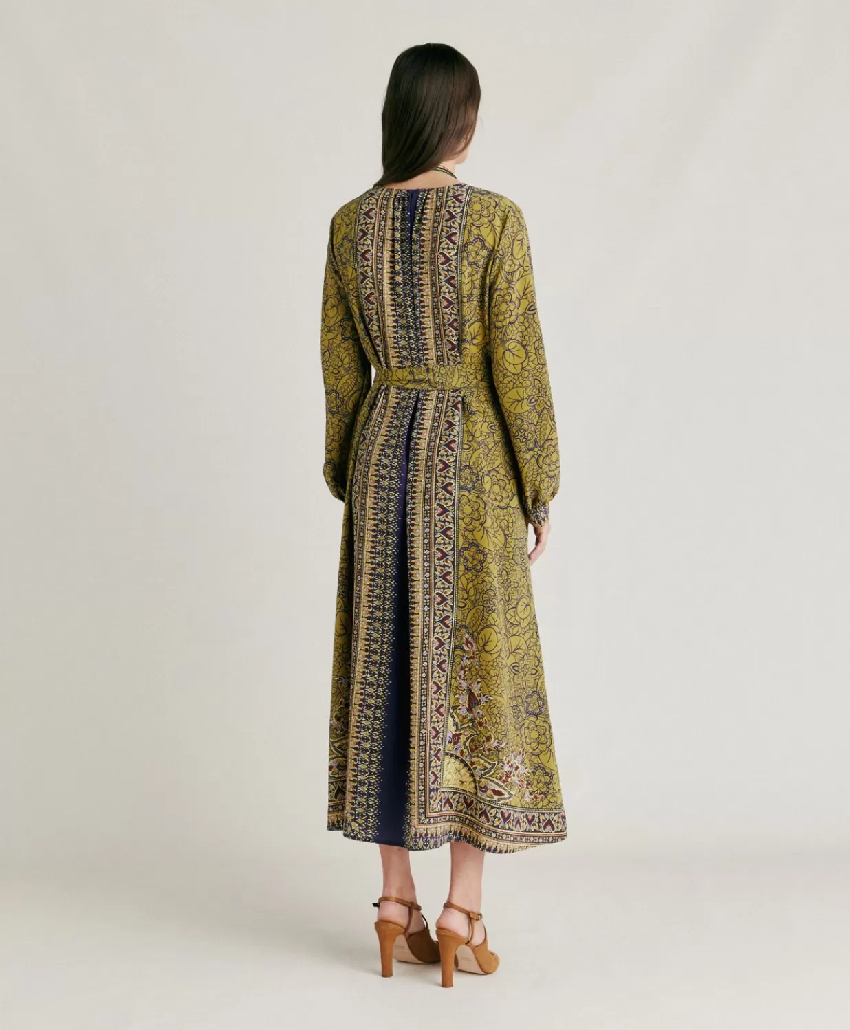 Momoni Vêtements>Robe Adelma Crepe De Chine - Bleu Multicolore