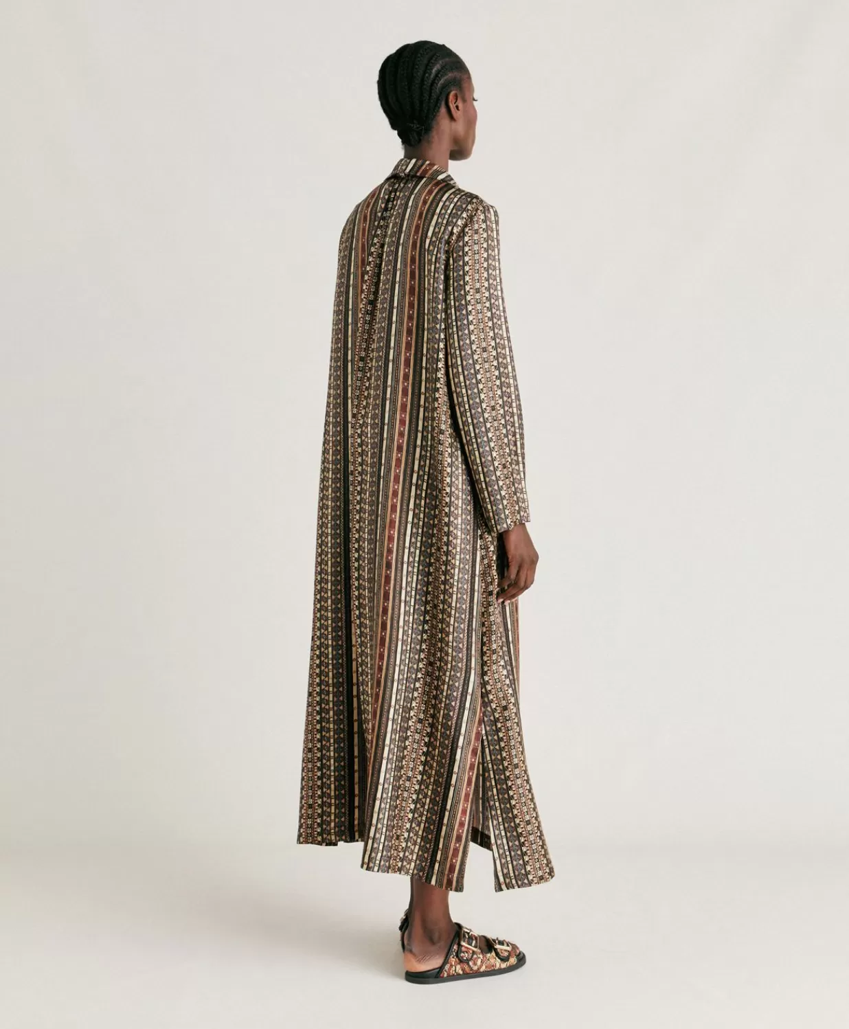 Momoni Vêtements>Robe Aligusta En Serge De Soie - Noir Multicolore