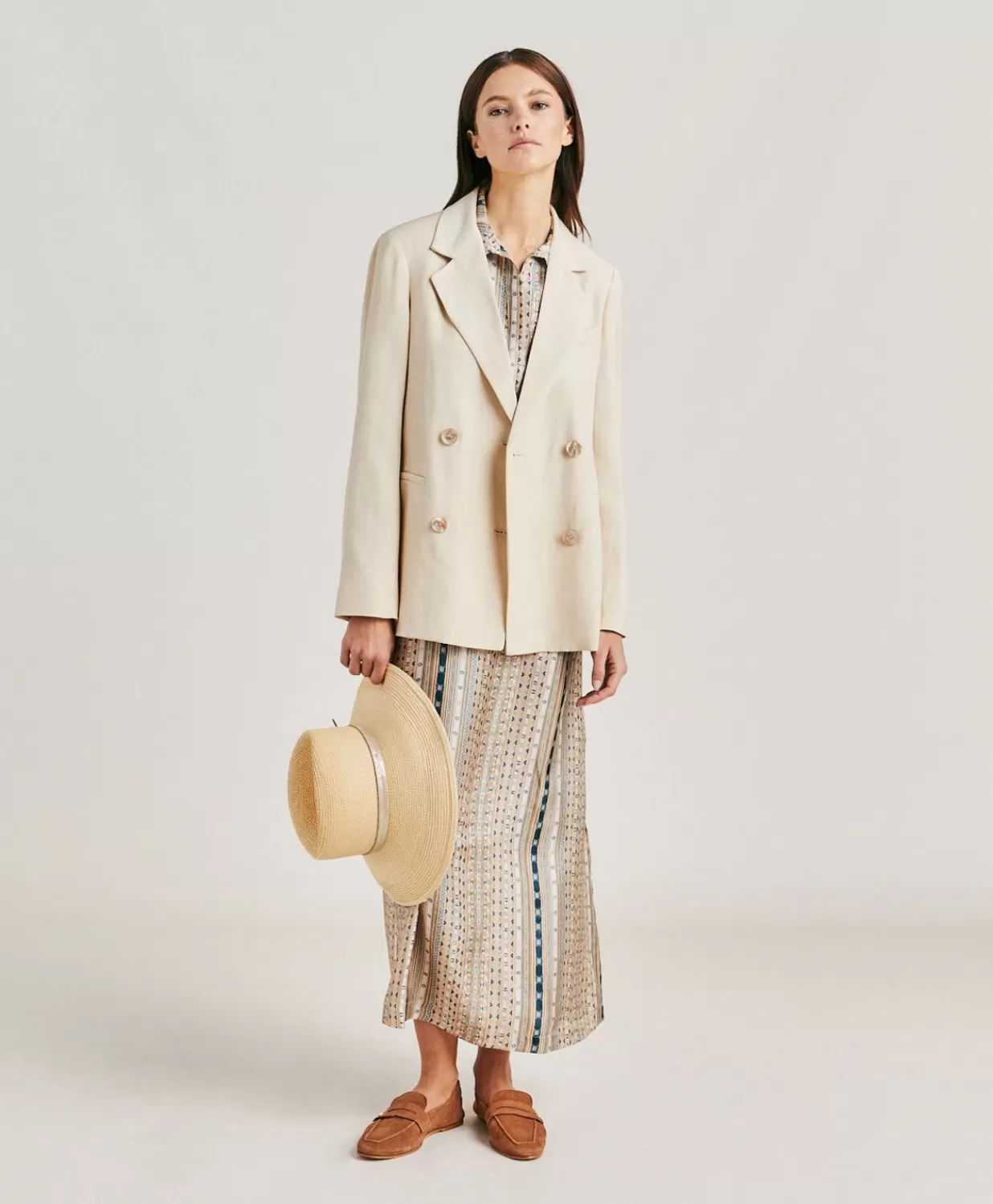 Momoni Vêtements>Robe Aligusta En Serge De Soie - Sable Multicolore