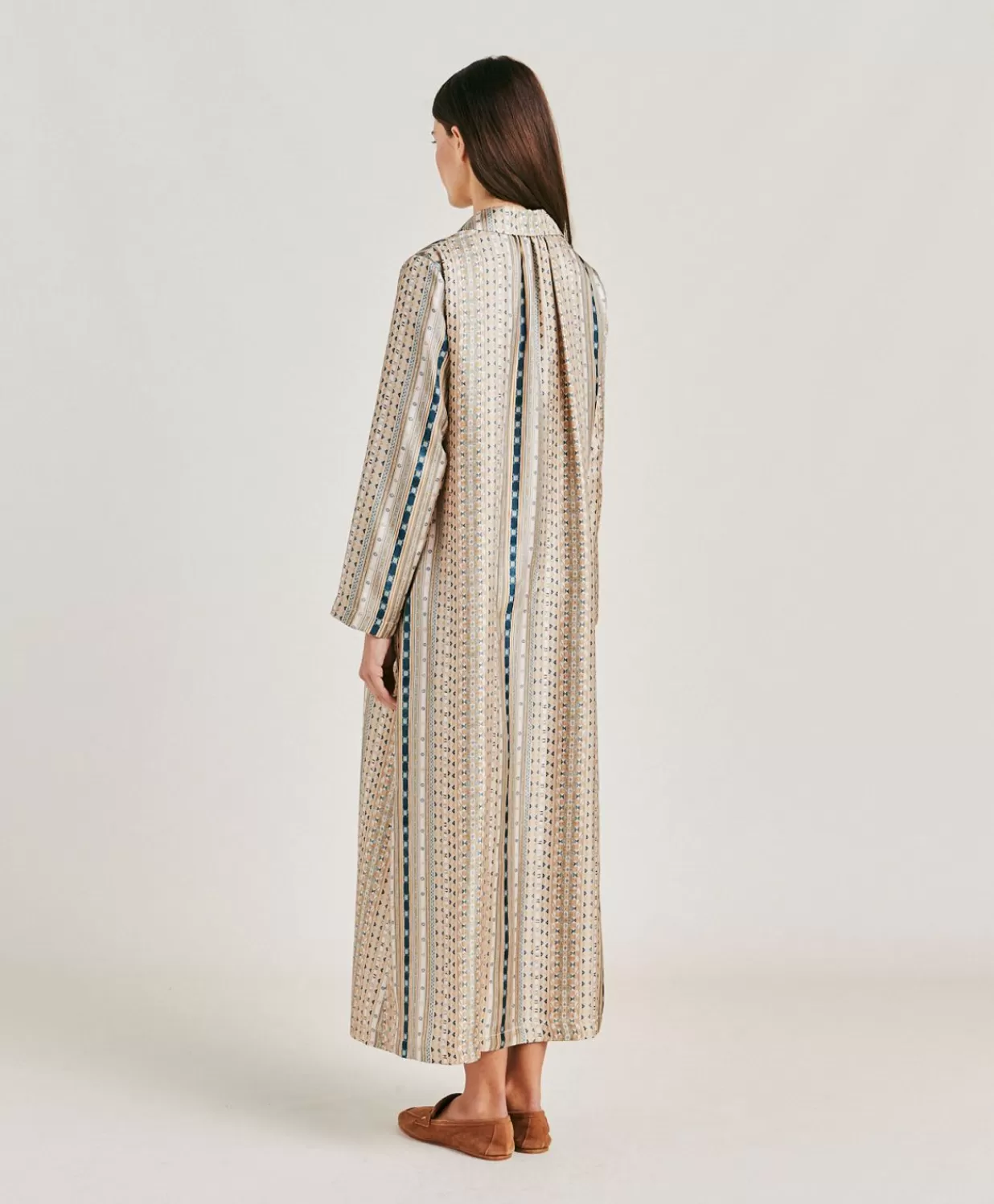 Momoni Vêtements>Robe Aligusta En Serge De Soie - Sable Multicolore