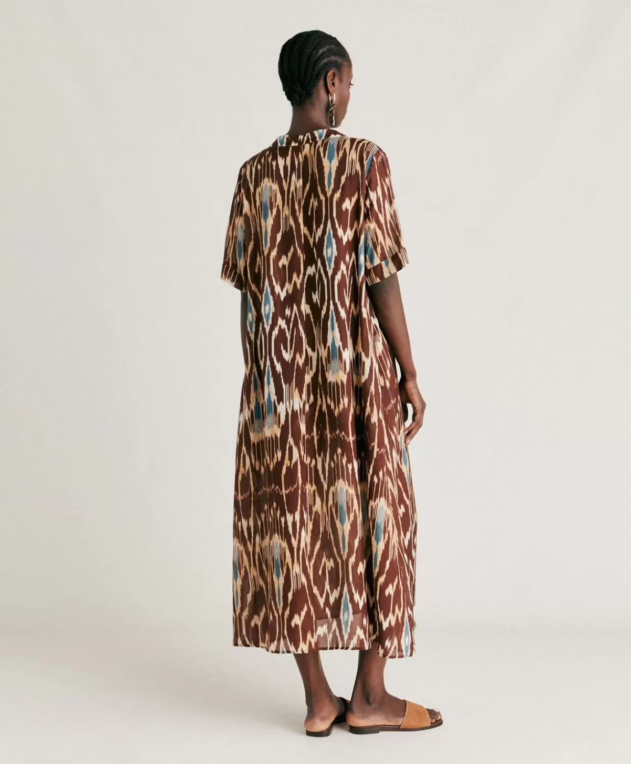 Momoni Vêtements>Robe Altamura En Lin Viscose - Cacao Multicolore
