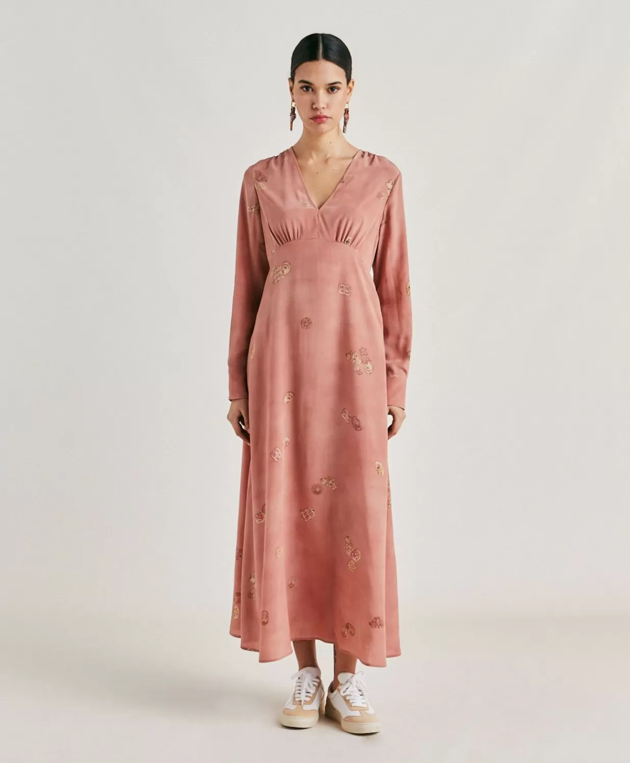 Momoni Vêtements>Robe Cala Junco En Crepe De Chine - Rose Multicolore
