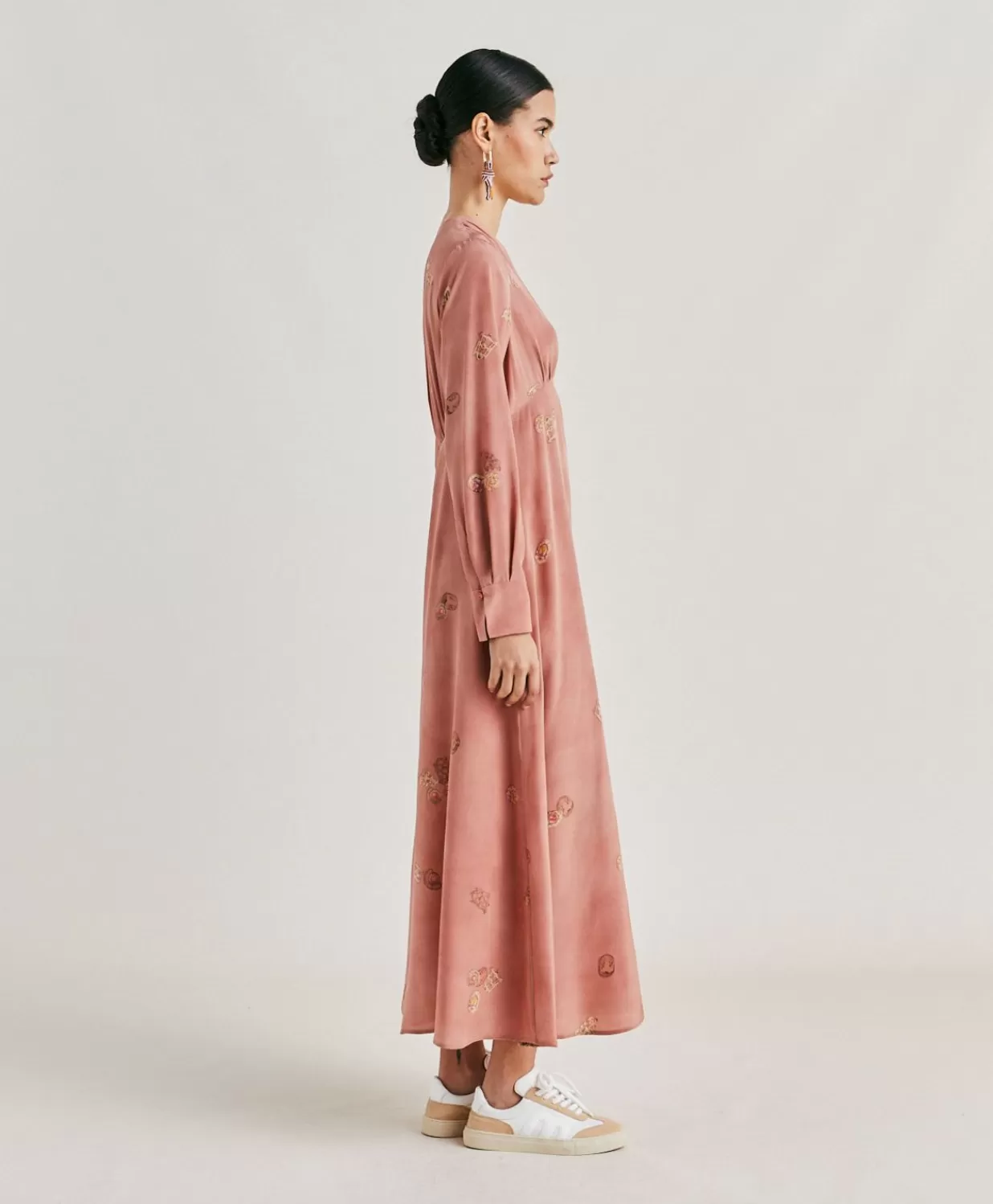 Momoni Vêtements>Robe Cala Junco En Crepe De Chine - Rose Multicolore
