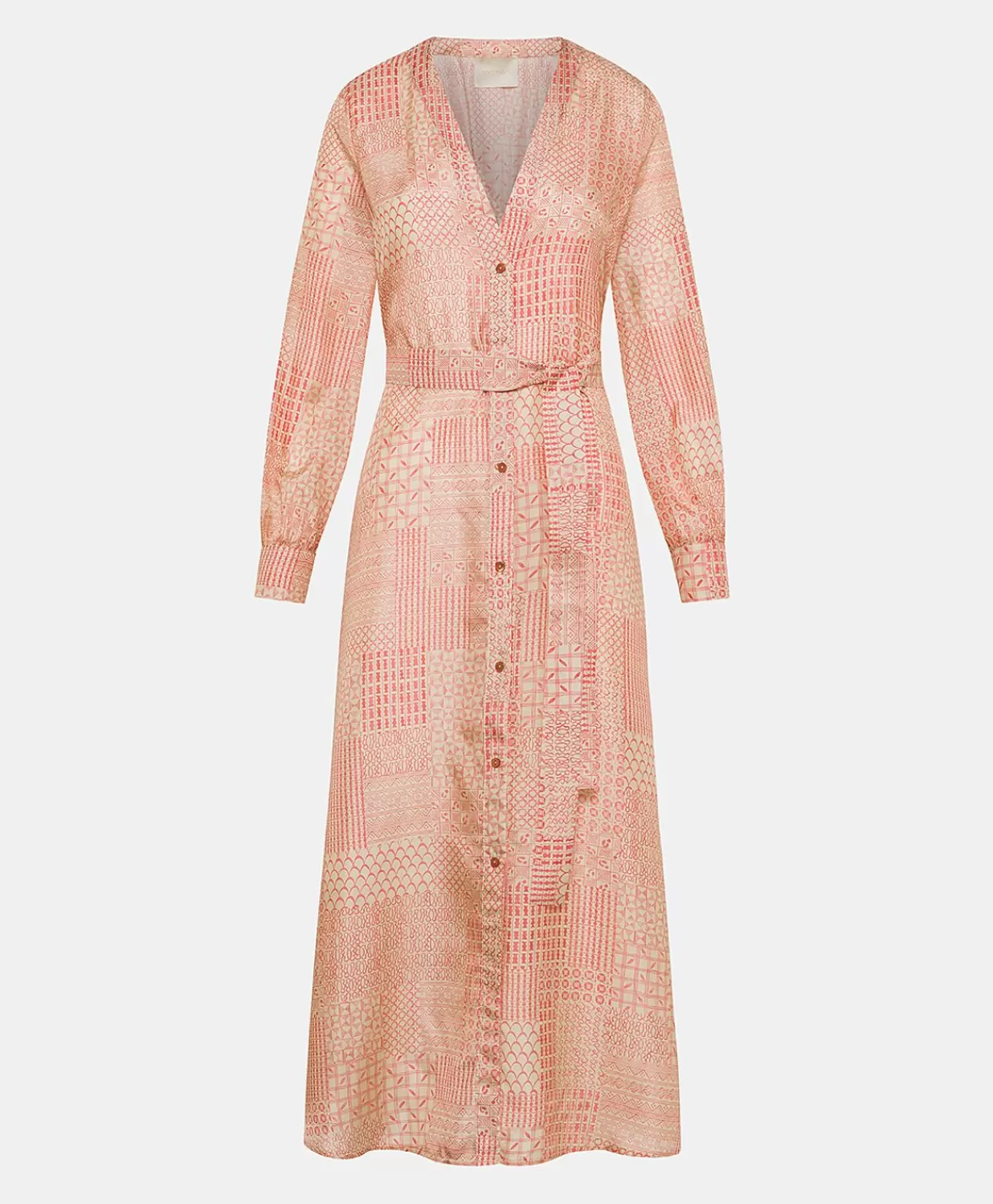 Momoni Vêtements>Robe California En Haboutai De Soie - Creme/Corail