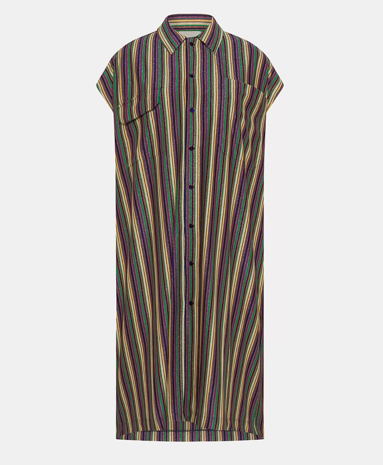 Momoni Vêtements>Robe Colorado Rayee En Jersey Lurex - Vert Multicolore