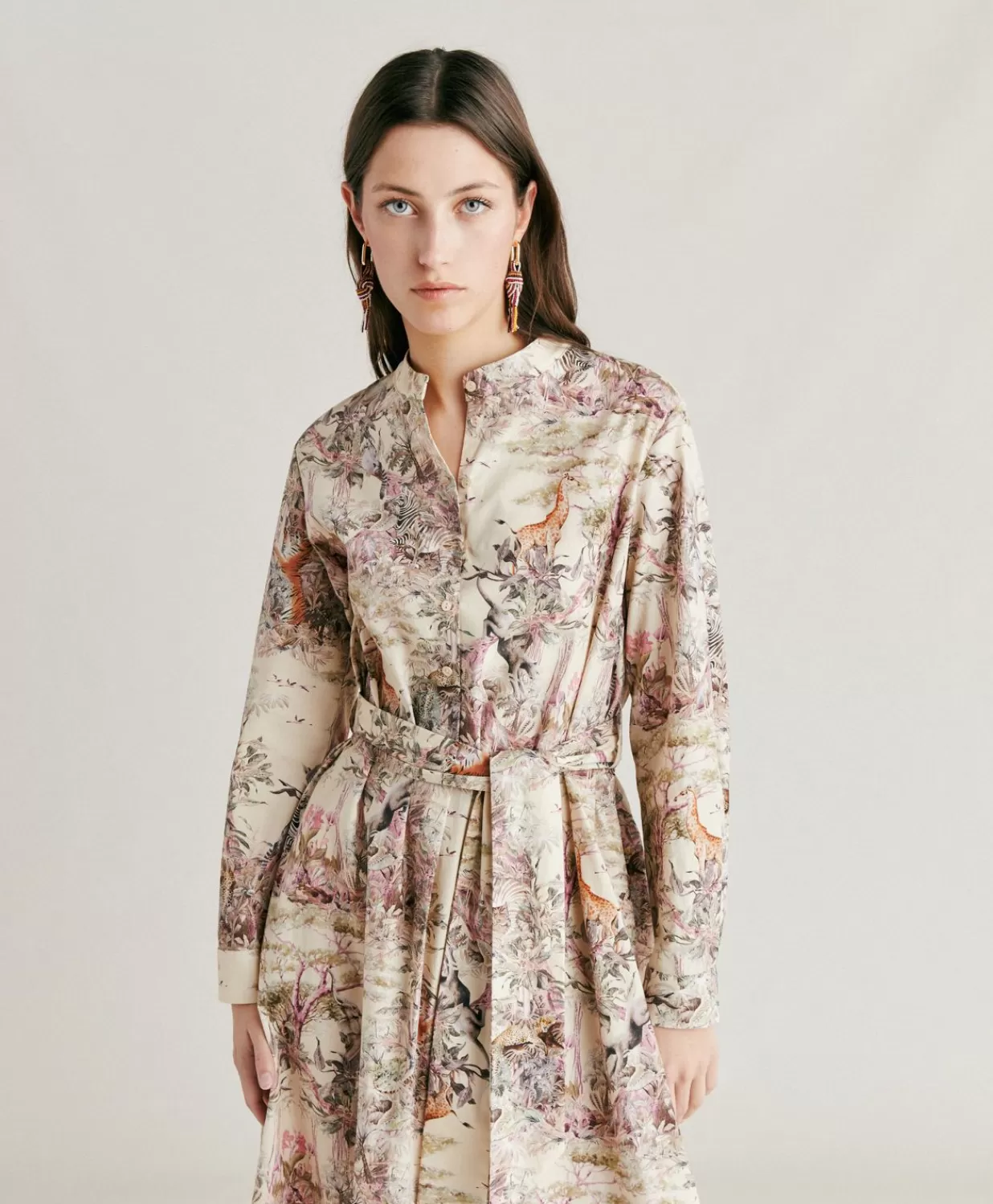 Momoni Vêtements>Robe En Popeline Lorina - Multicolore Creme