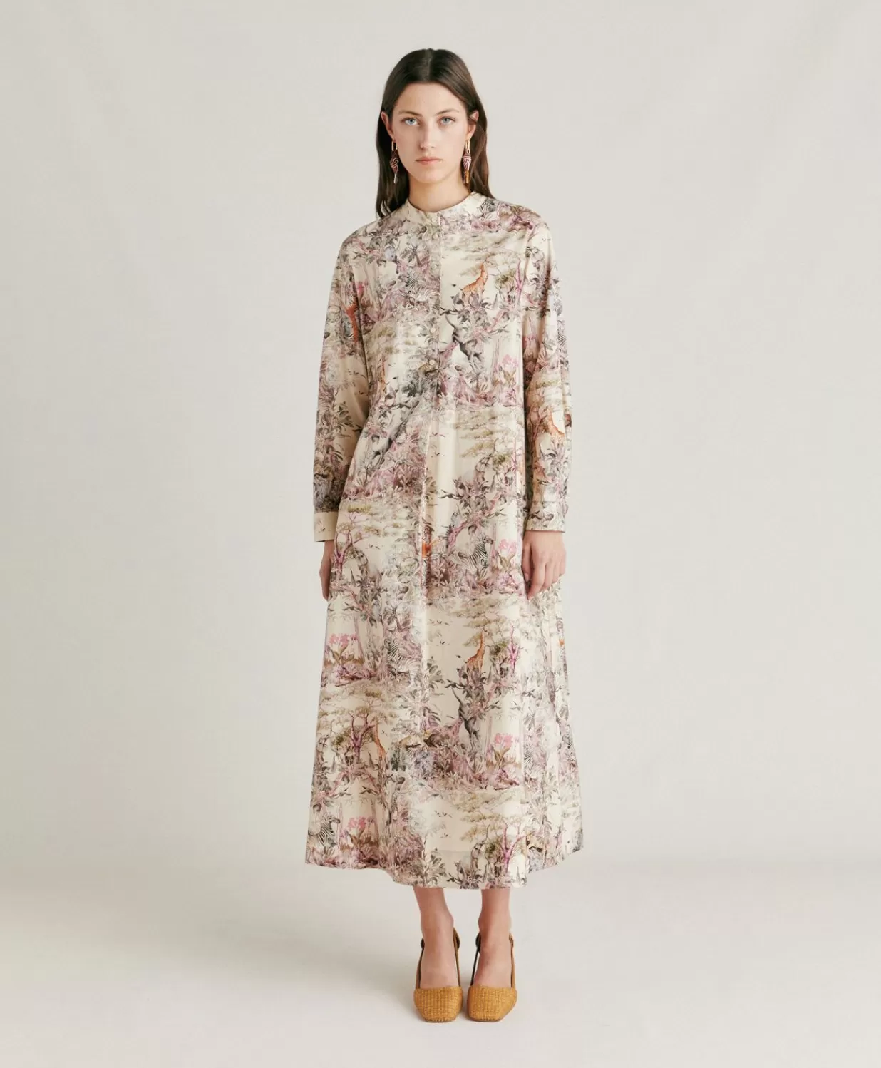 Momoni Vêtements>Robe En Popeline Lorina - Multicolore Creme