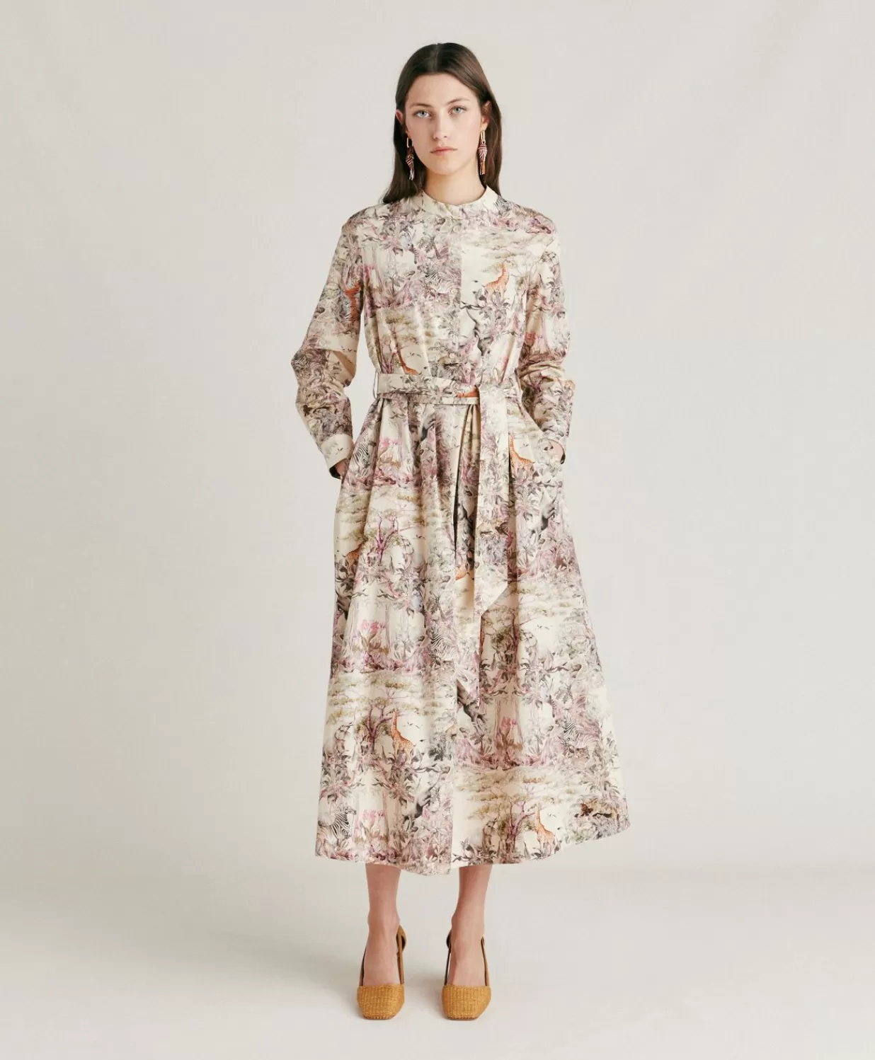 Momoni Vêtements>Robe En Popeline Lorina - Multicolore Creme