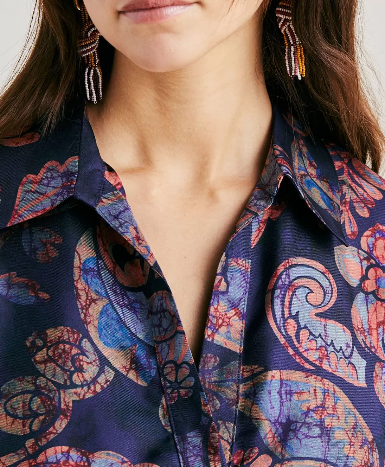 Momoni Vêtements>Robe En Serge De Soie Aligusta - Bleu Nuit Multicolore