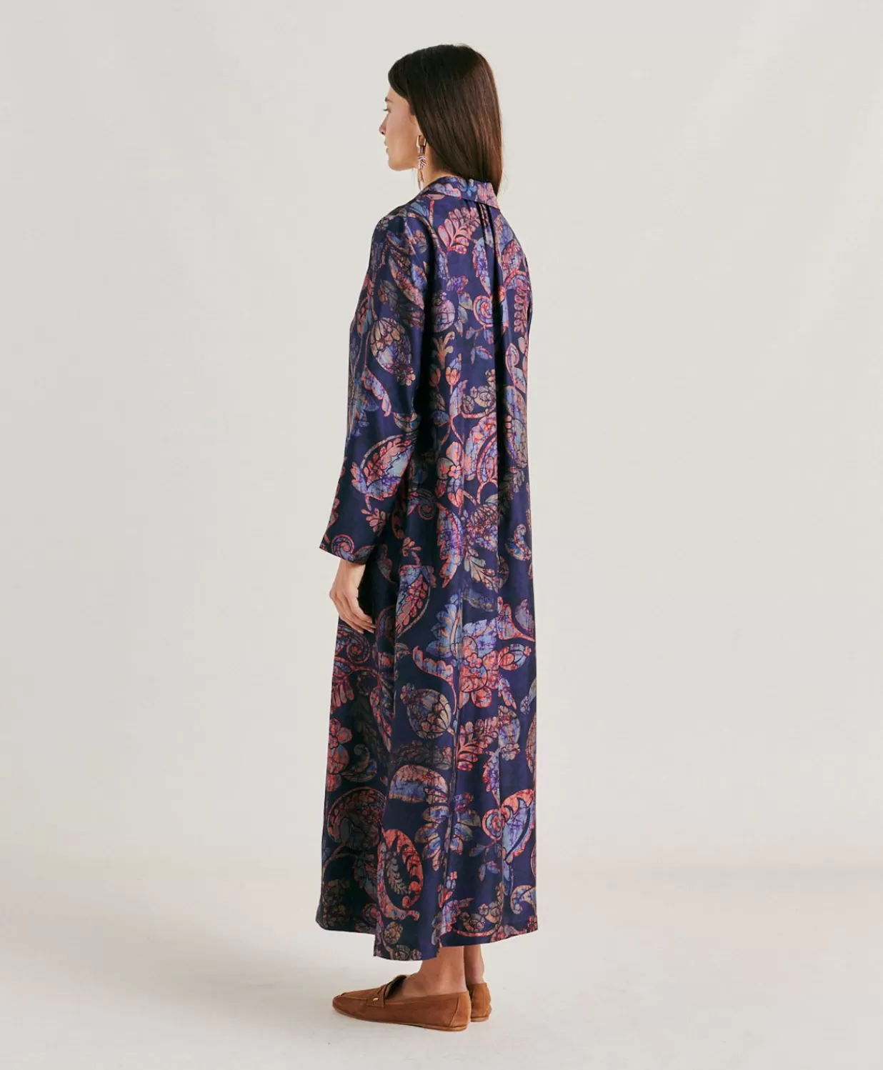 Momoni Vêtements>Robe En Serge De Soie Aligusta - Bleu Nuit Multicolore