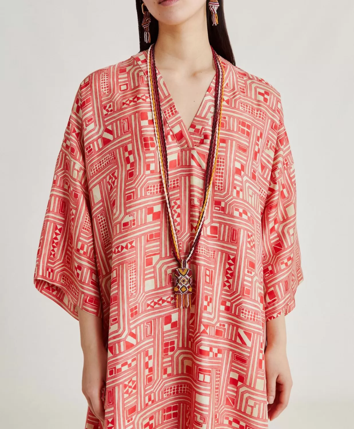 Momoni Vêtements>Robe Faro En Serge De Soie - Beige/ Corail