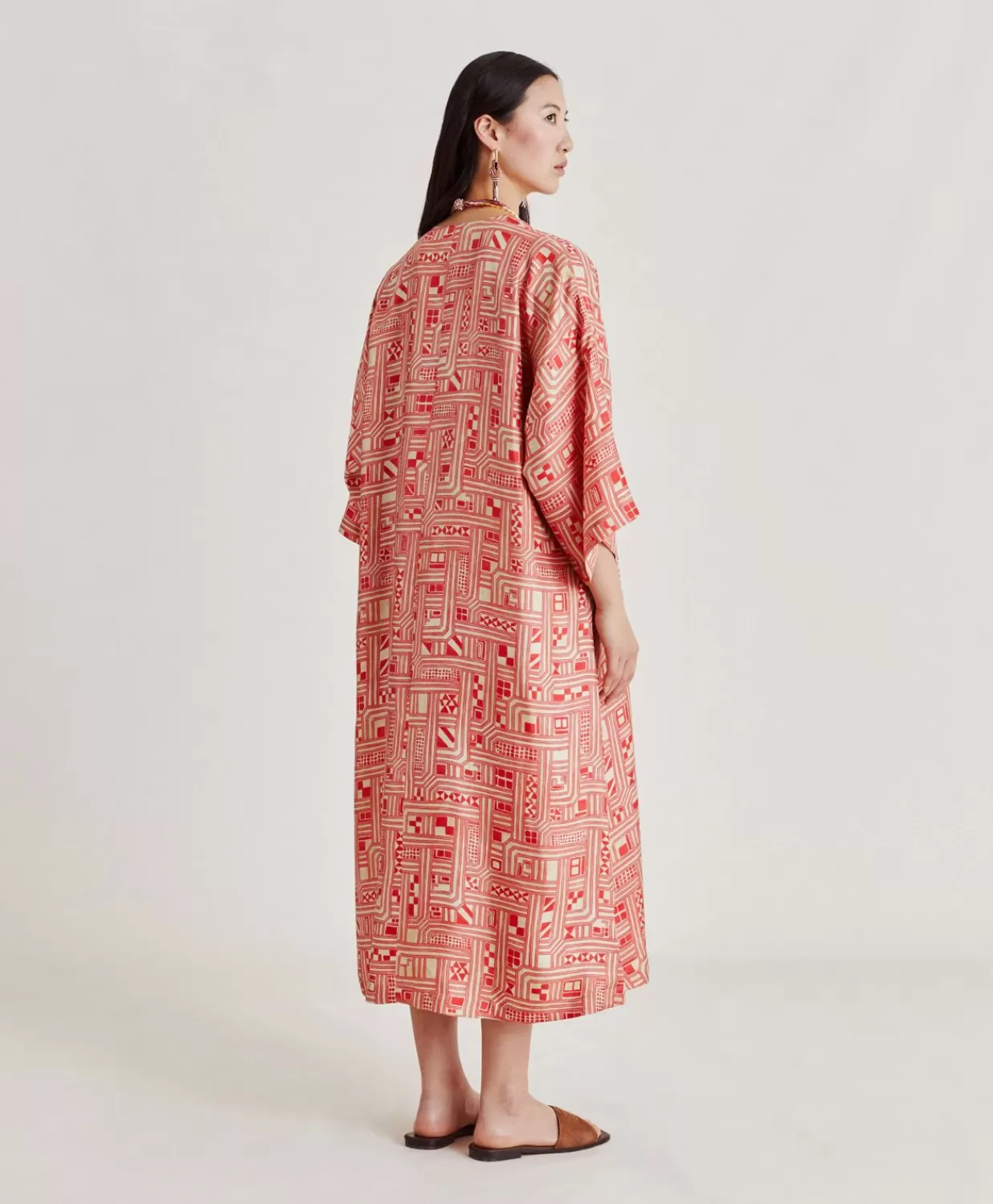 Momoni Vêtements>Robe Faro En Serge De Soie - Beige/ Corail