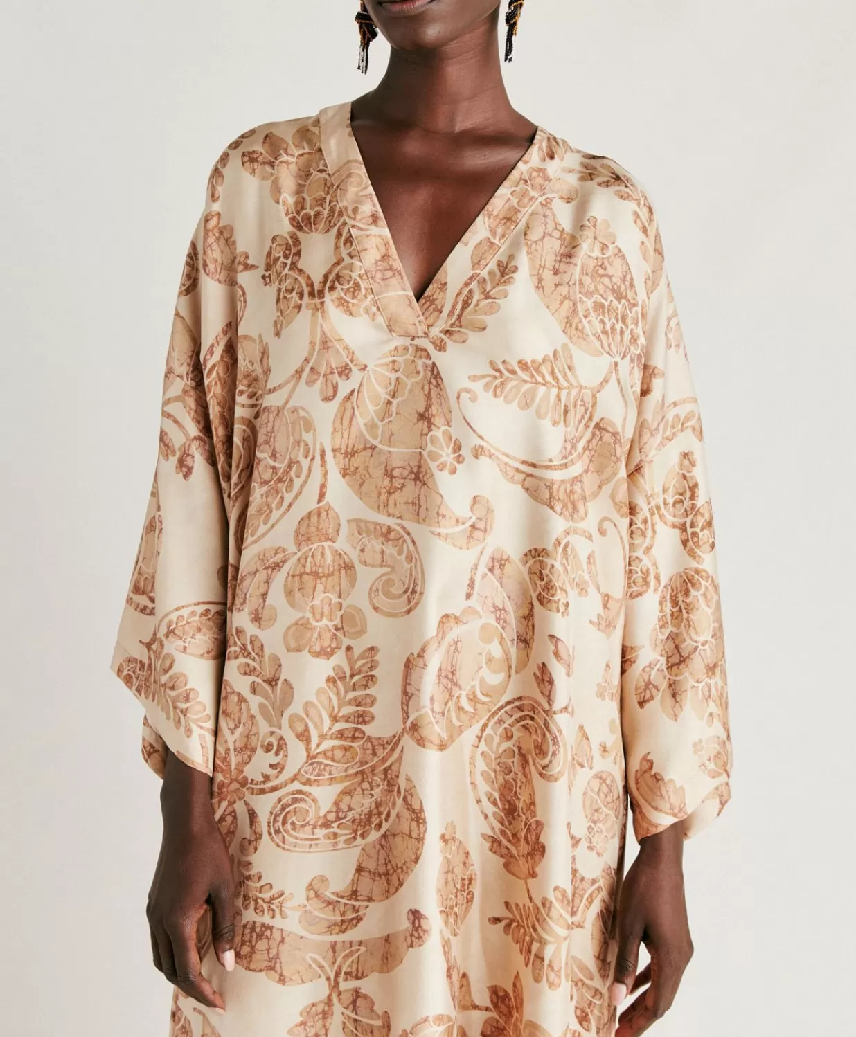 Momoni Vêtements>Robe Faro En Serge De Soie - Poudre Multicolore