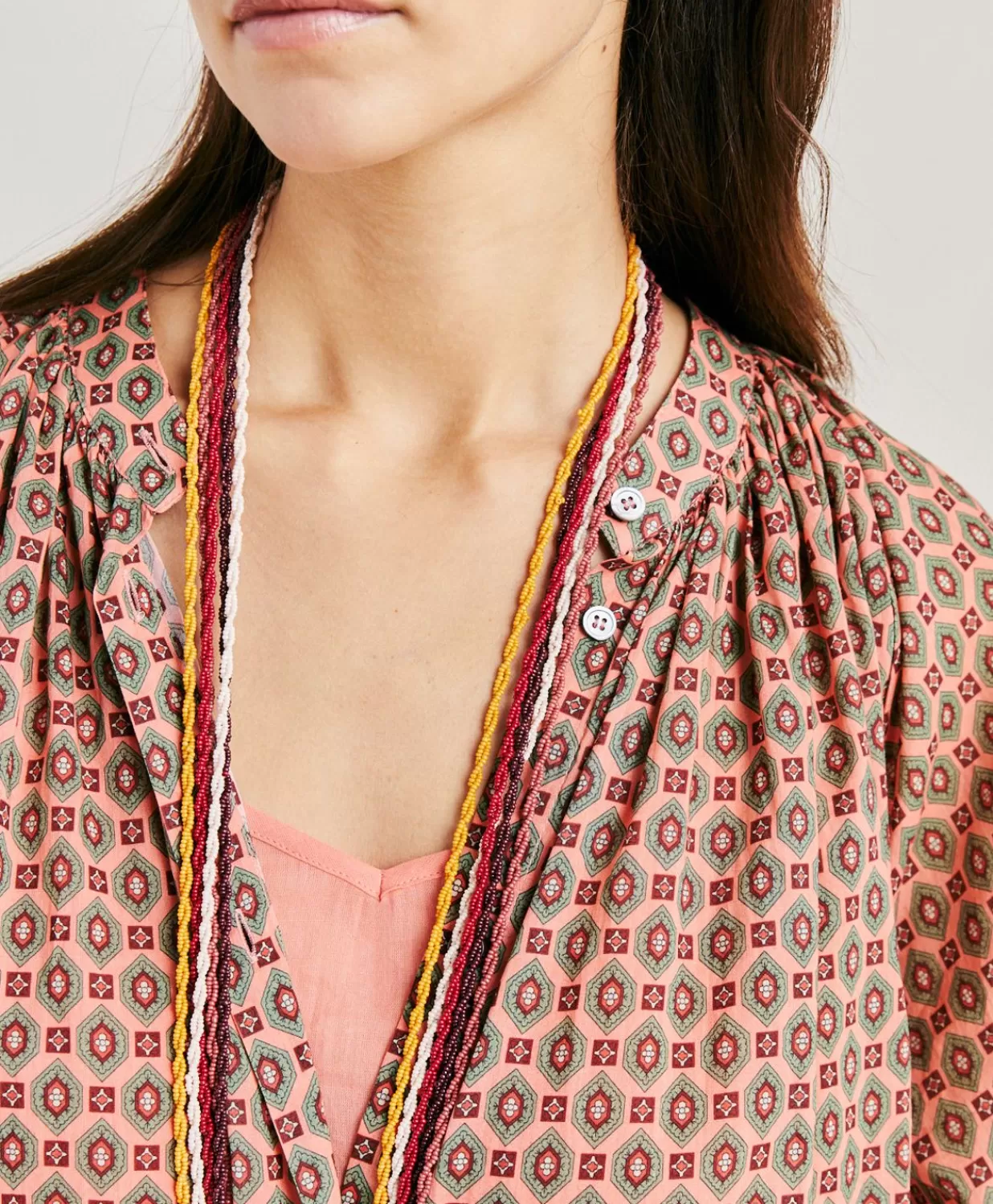 Momoni Vêtements>Robe Goa En Voile De Coton Imprime - Corail
