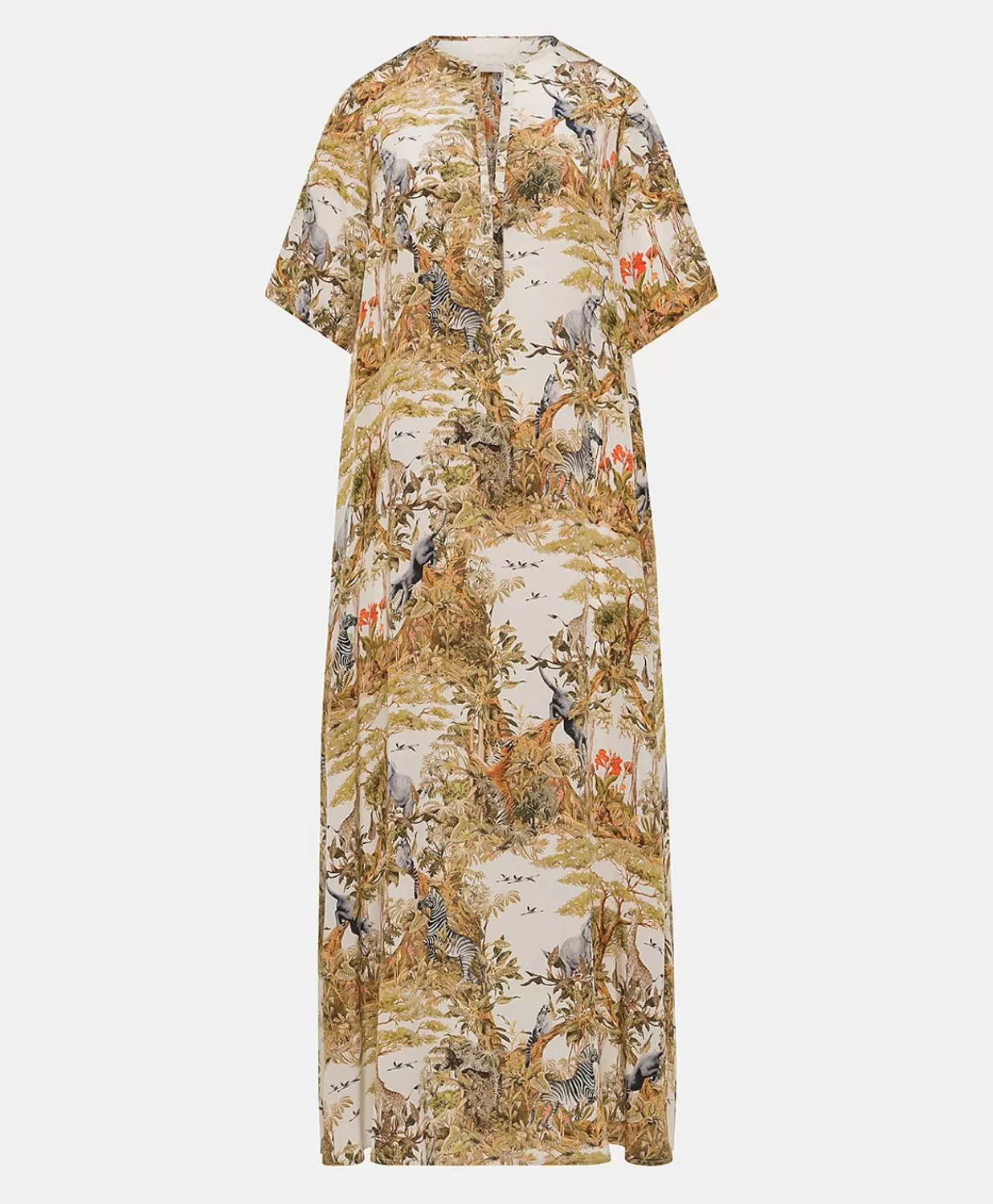 Momoni Vêtements>Robe Penelope En Crepe De Chine - Creme / Multicolore