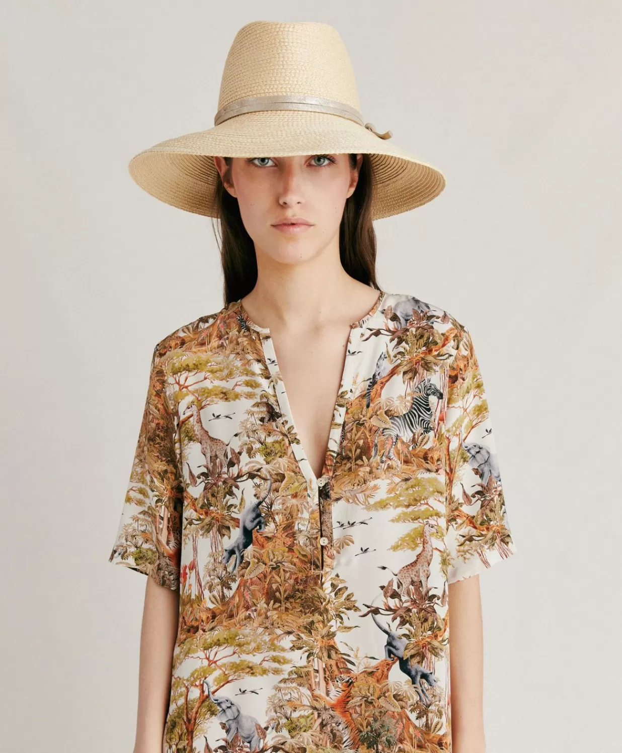 Momoni Vêtements>Robe Penelope En Crepe De Chine - Creme / Multicolore