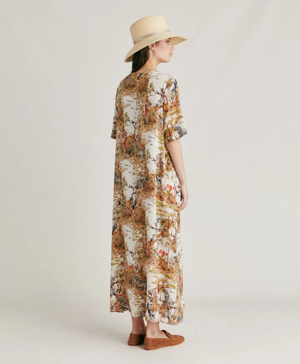 Momoni Vêtements>Robe Penelope En Crepe De Chine - Creme / Multicolore