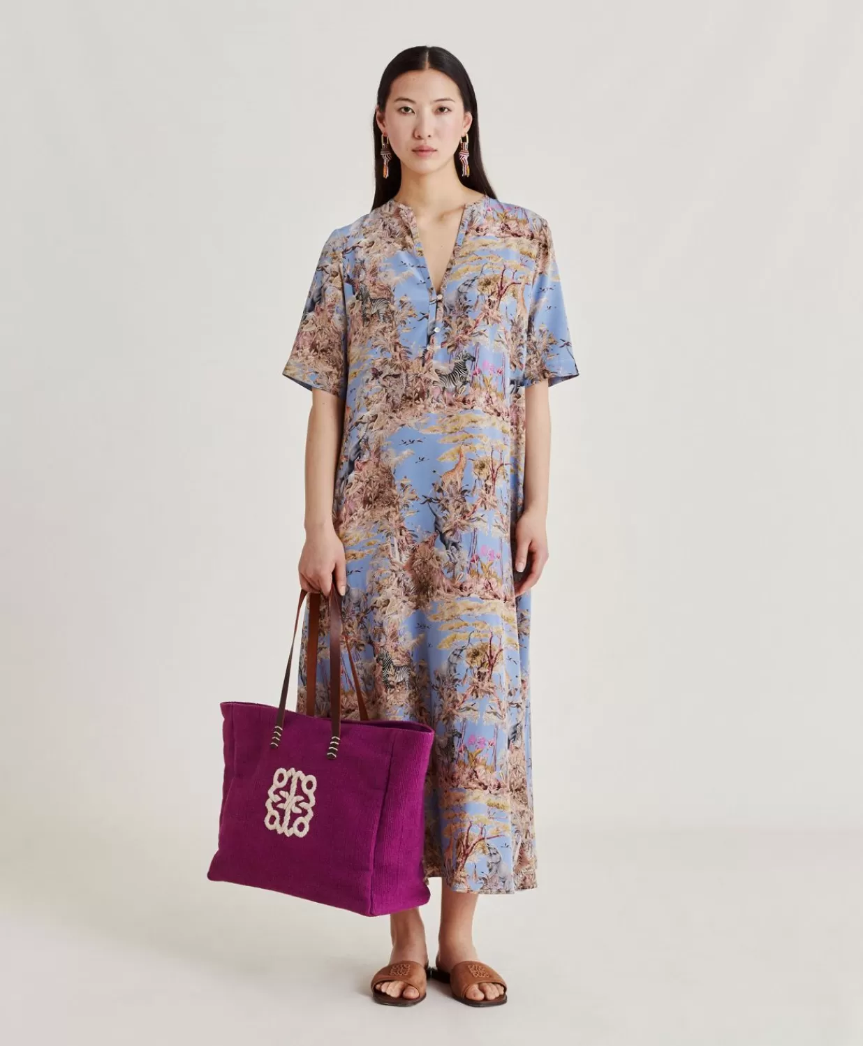 Momoni Vêtements>Robe Penelope En Crepe De Chine - Multicolore Ceruleen