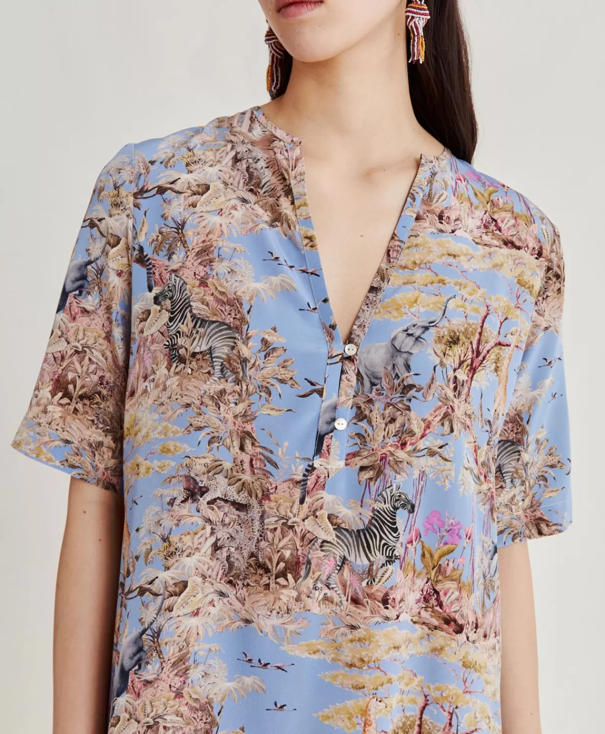 Momoni Vêtements>Robe Penelope En Crepe De Chine - Multicolore Ceruleen