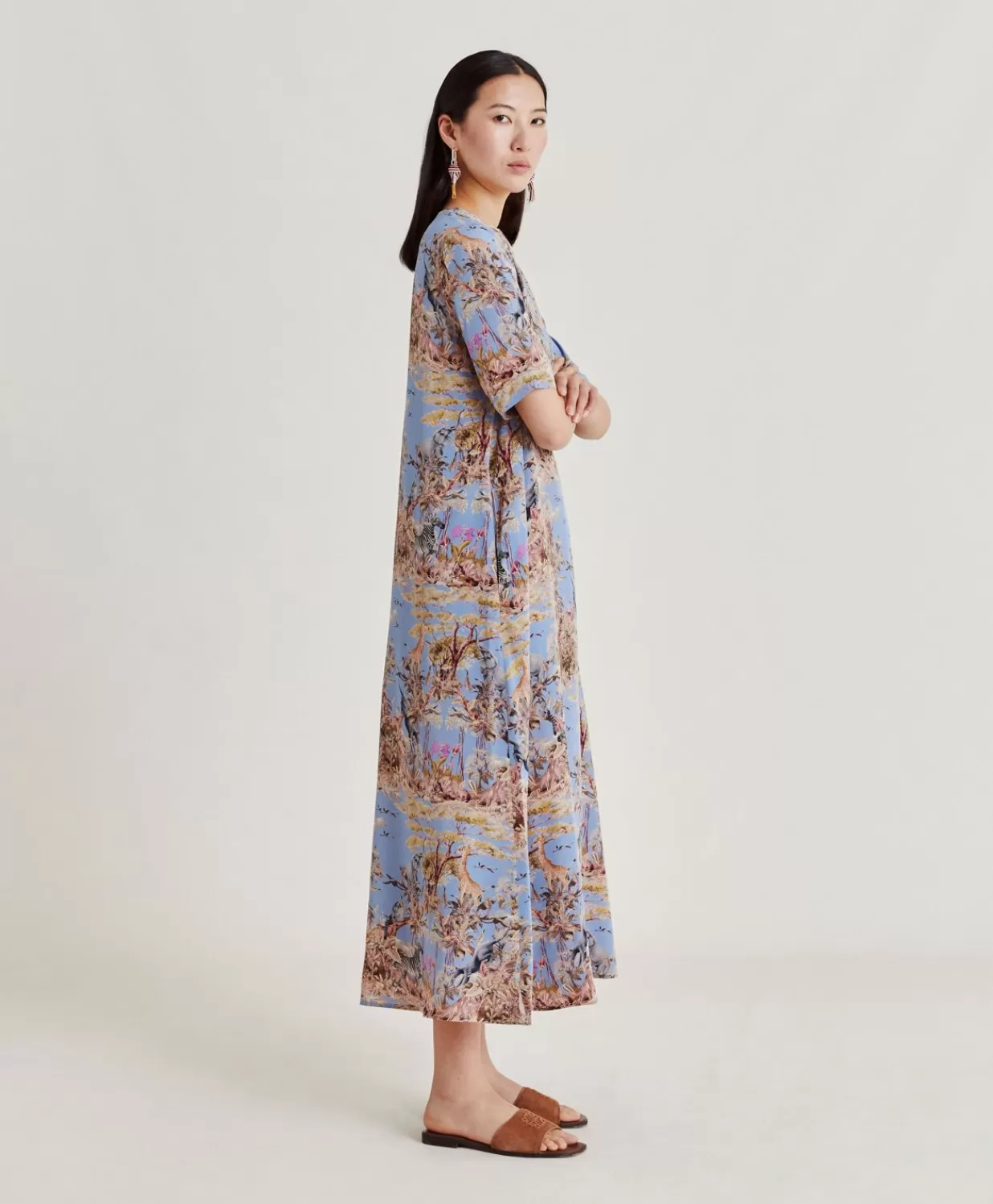 Momoni Vêtements>Robe Penelope En Crepe De Chine - Multicolore Ceruleen