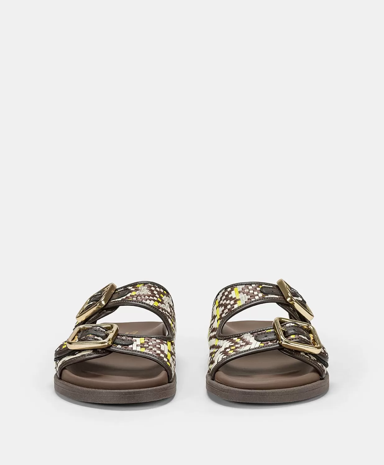 Momoni Chaussures>Sandales Chamorro Avec Tissage - Marron / Multicolore