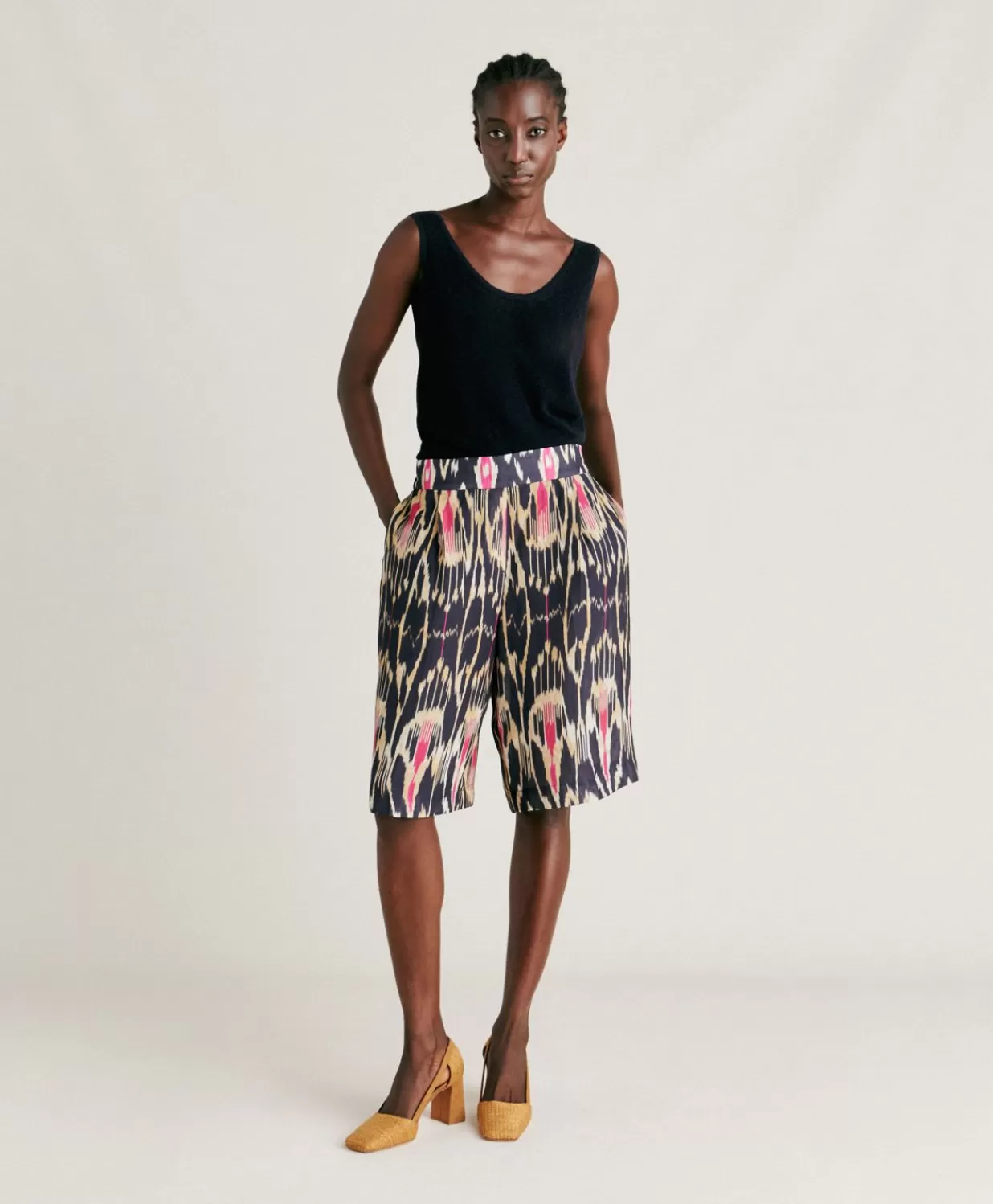 Momoni Costumes Et Costumes>Short Nina En Lin Viscose - Bleu Multicolore