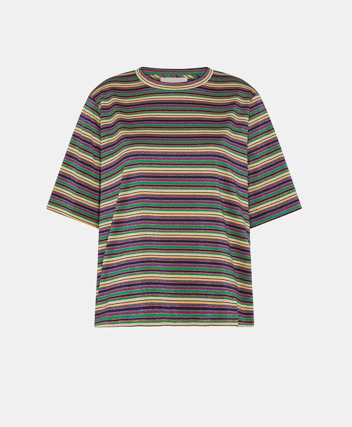 Momoni T-Shirts Et Hauts>Thirt Iora En Jersey Lurex Raye - Vert Multicolore