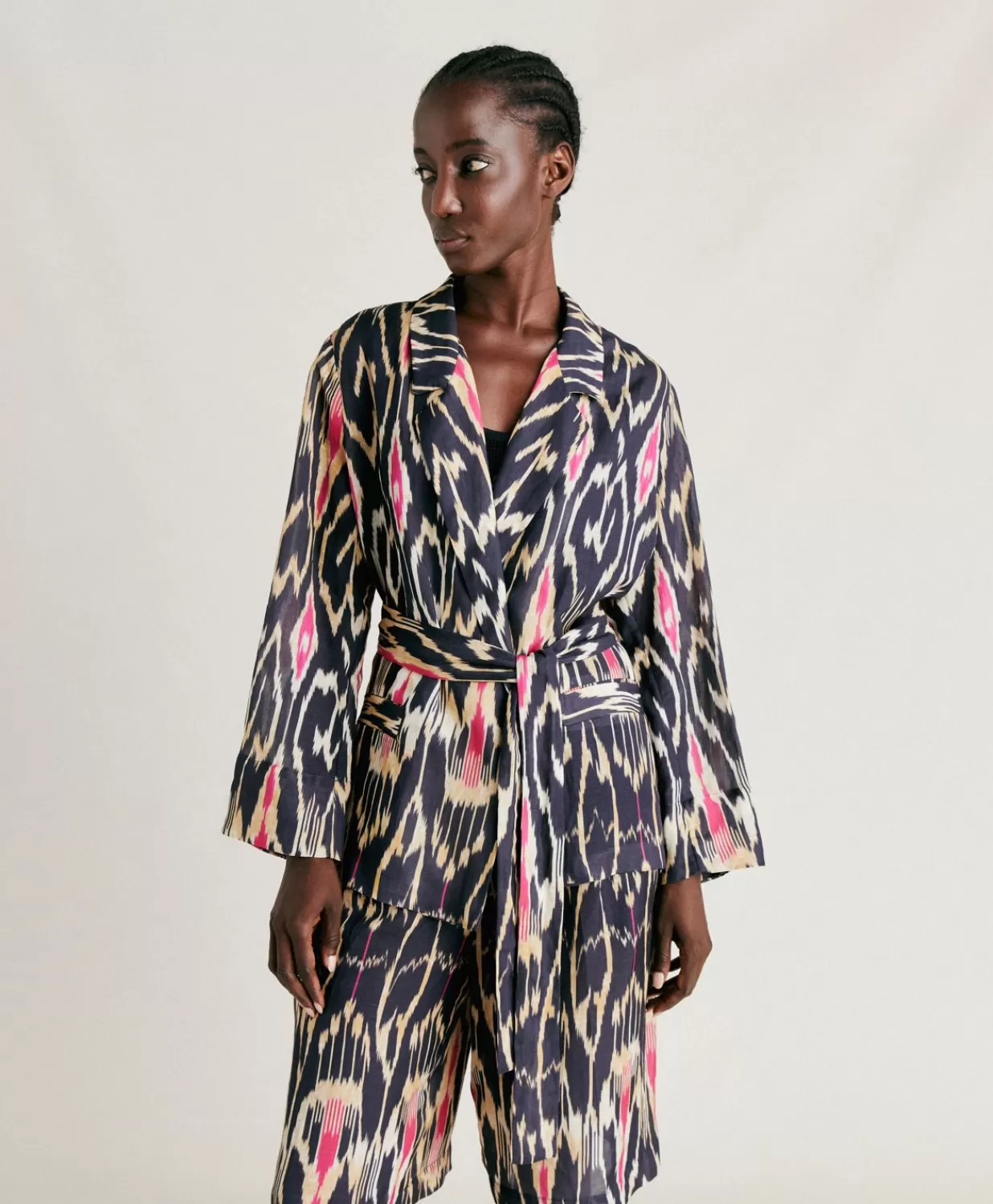 Momoni Costumes Et Costumes>Veste Cristal En Lin Viscose - Bleu Multicolore