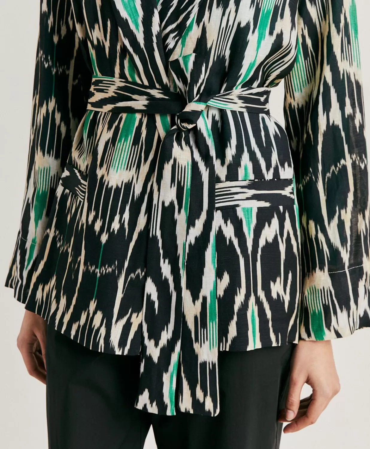 Momoni Vestes>Veste Cristal En Lin Viscose - Noir Multicolore