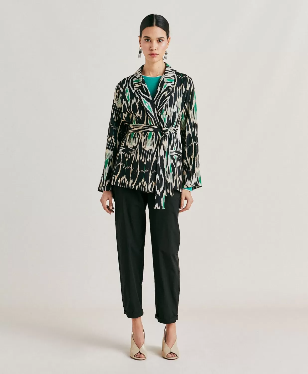 Momoni Vestes>Veste Cristal En Lin Viscose - Noir Multicolore