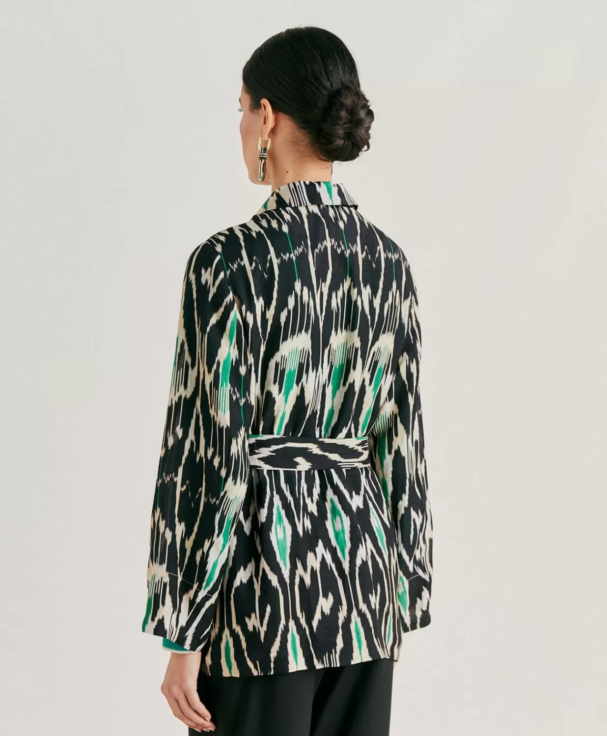 Momoni Vestes>Veste Cristal En Lin Viscose - Noir Multicolore